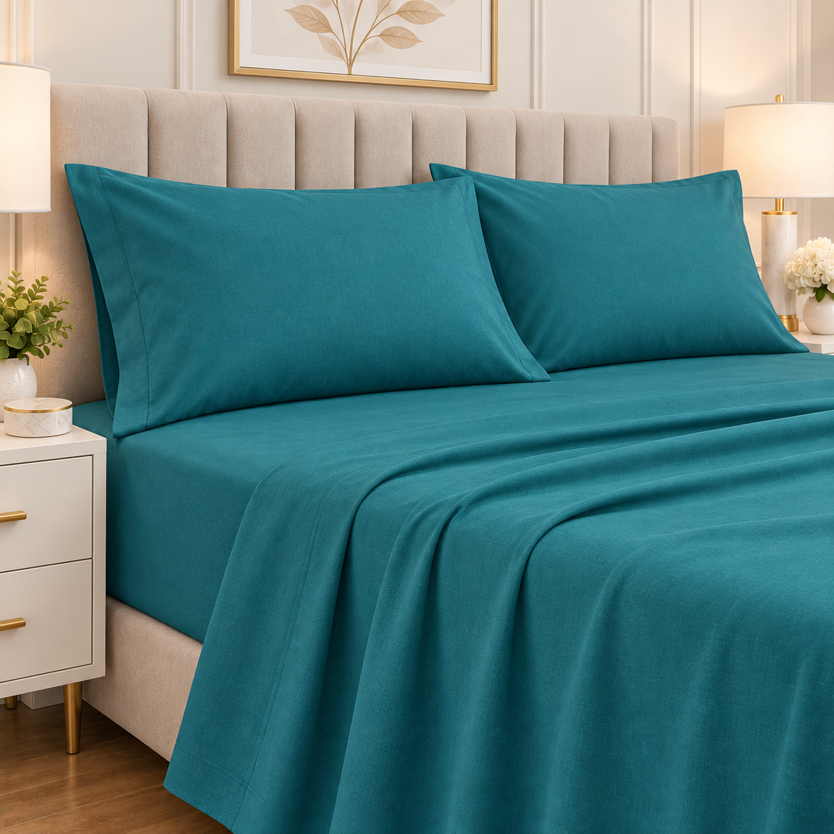 Premium Plain Bedsheet Set - teal