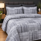 Grey Texture Print Bedsheet Set close-up of print and pillow covers