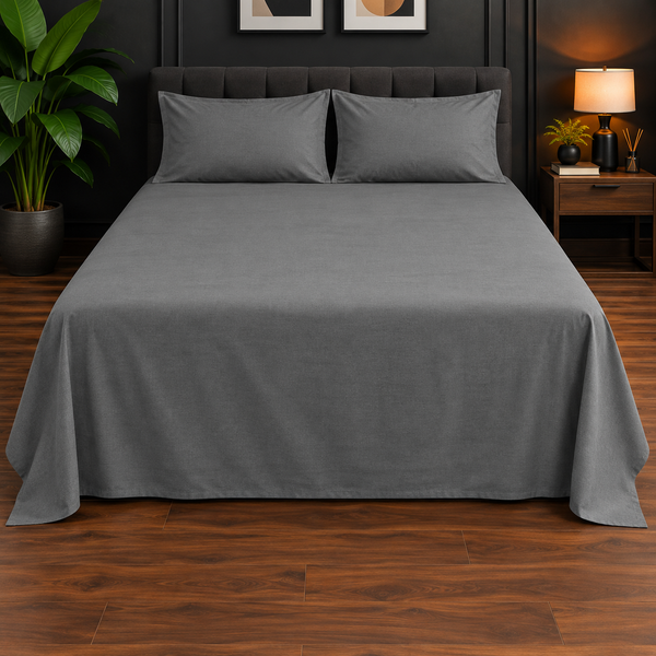 Premium Plain Bedsheet Set - Grey