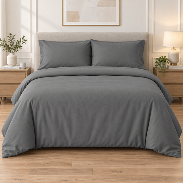 Premium Plain Bedsheet Set - dark Grey