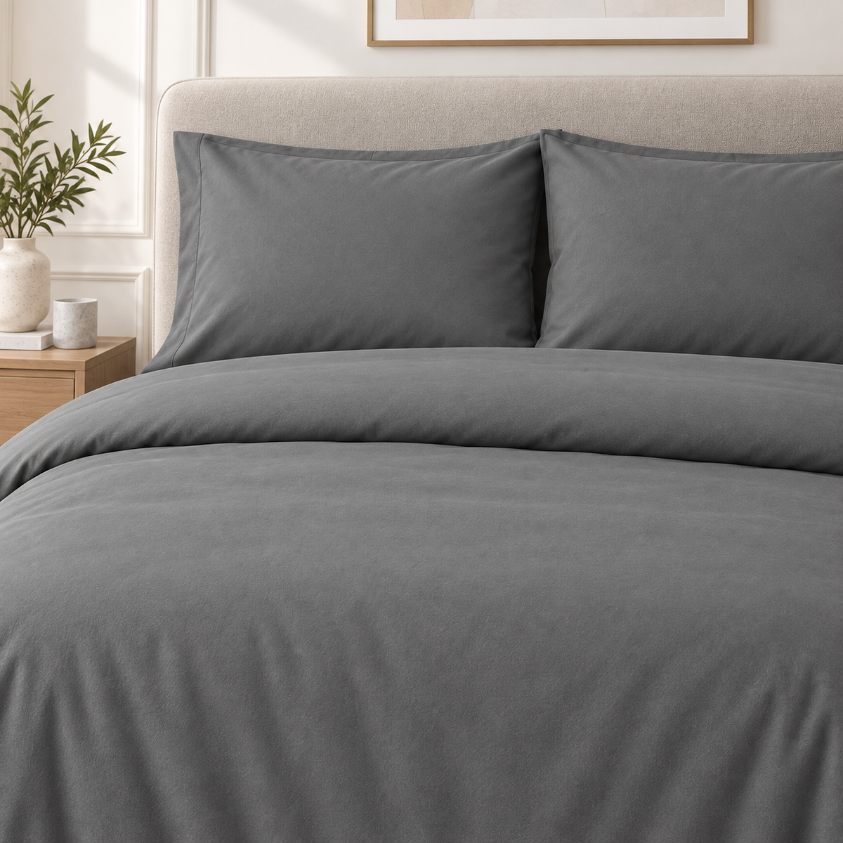 Premium Plain Bedsheet Set - dark Grey