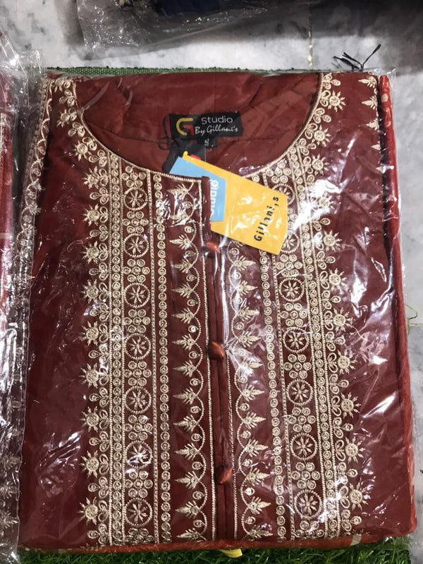 3Pc Stitched Embroidered Suit side Embroidered - oringe