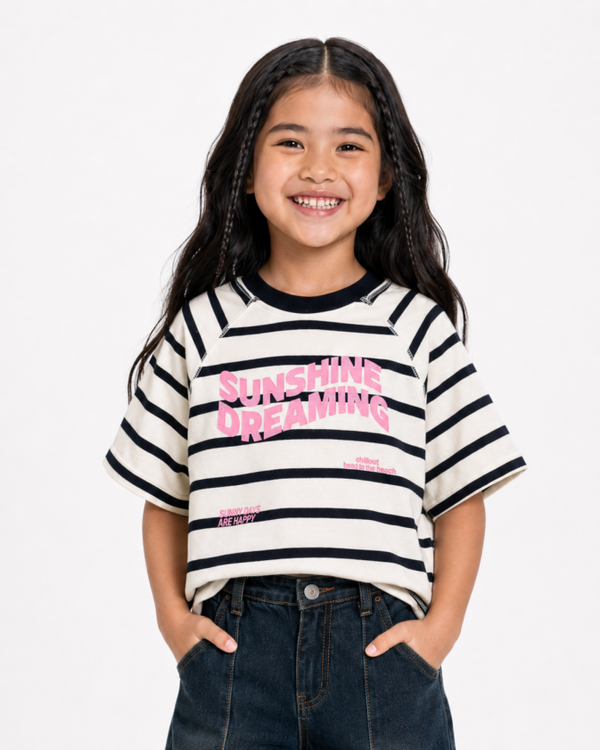 GIRLS BOXY FIT PUFF PRINT RAGLAN TEE
