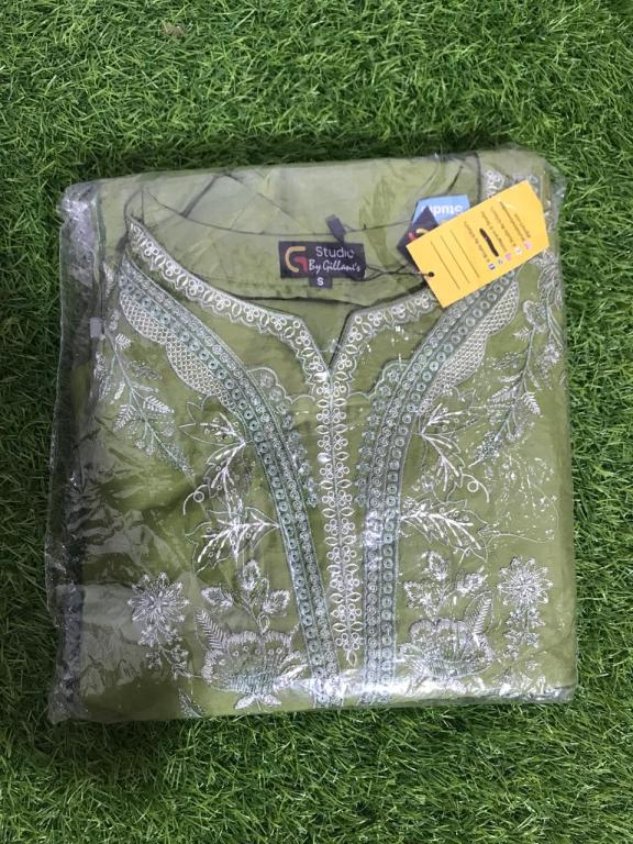 3Pc Stitched Embroidered Suit eyes - dark green