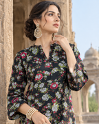 2 Pieces - Winter Slub Unstitched Jet Black linen Allover Suit