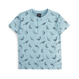 Sky Blue Shark Print Henley