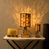 Floral Shadow Projection Wooden LED Table Lamp with 2 Free Gifts