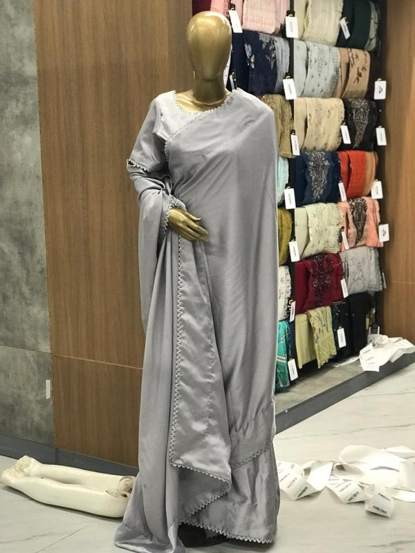 ladies Stitched Sarii - gray