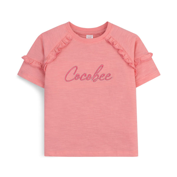 Pink Ruffle Embroidered T-Shirt