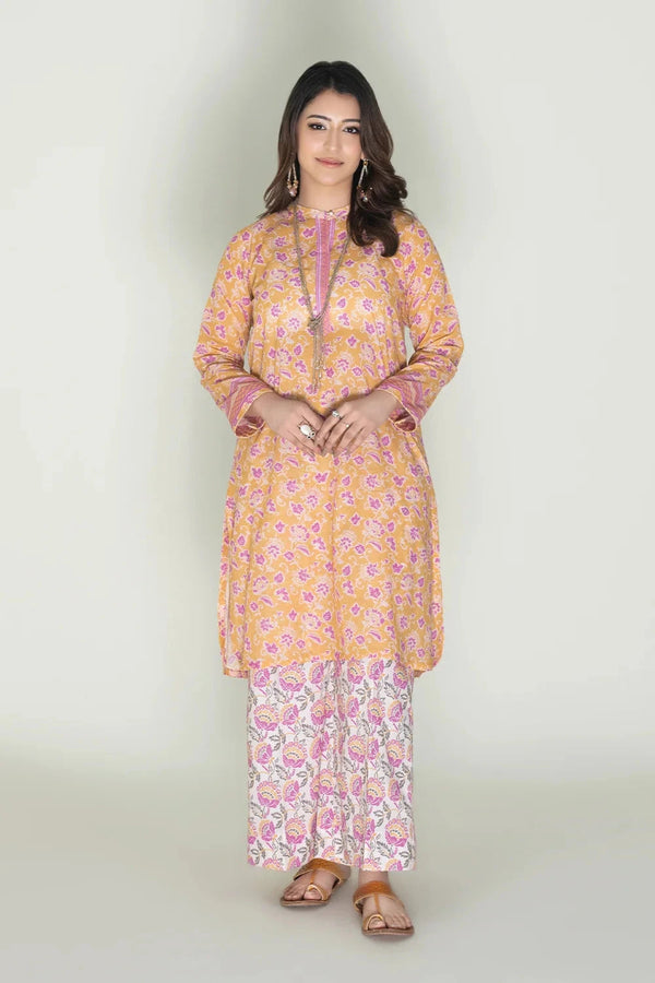 2PC Stitched Printed Lawn Shirt & Trouser | RTW-KST-3844