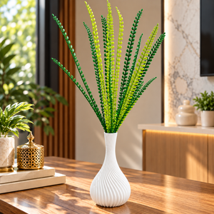 Artificial Green Grass Plant with White Decorative Vase ch 00322