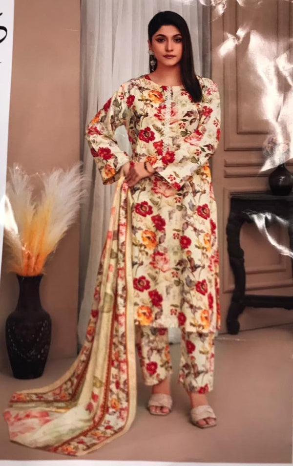 3pc print unstitched lelan print dopata