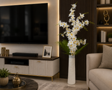 Artificial White Plumeria Flower Arrangement in Decorative Floor Vase for Elegant Home ch 0018