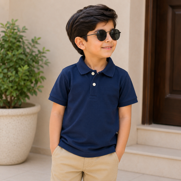 Boys Plain T-Shirt - Navy Blue