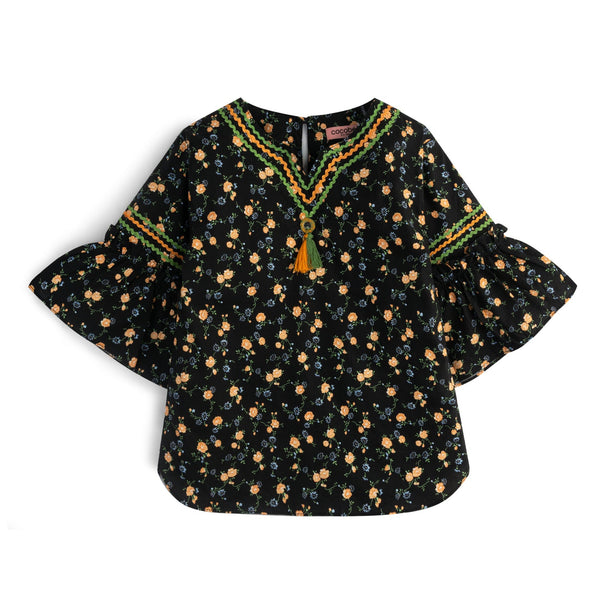 Dark Bloom Printed Top