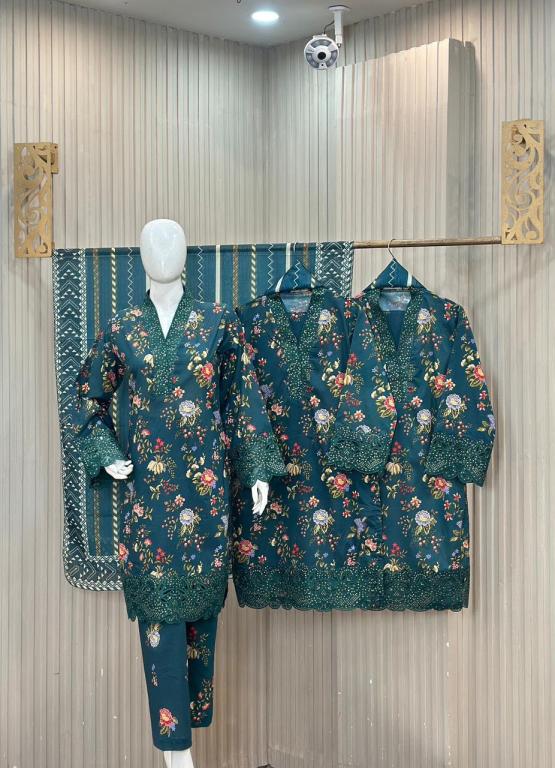 3 PC EMB LAWN RTW  SUIT D-22