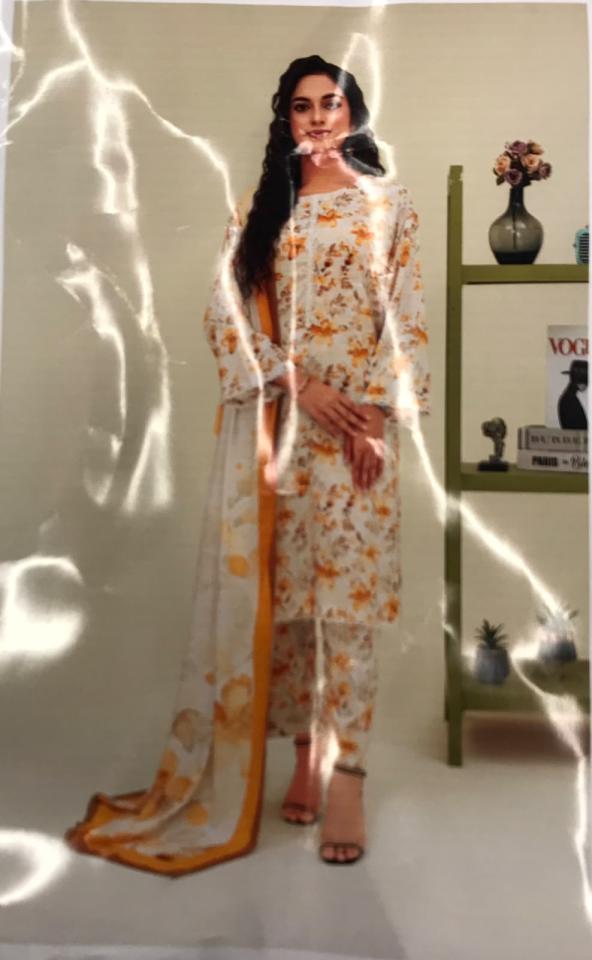 3pc print unstitched lelan print dopata