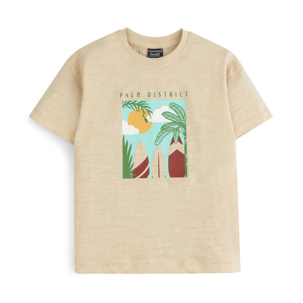 Beige Palm District Graphic T-Shirt