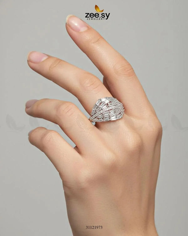 Radiant Sterling Cluster Ring