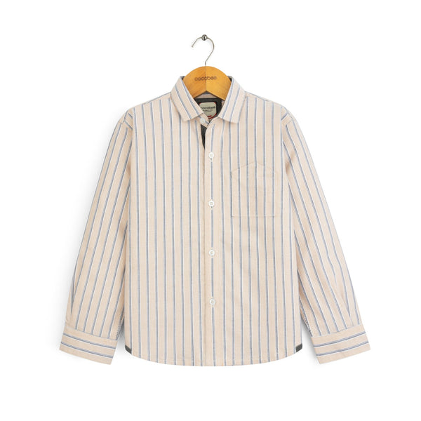 Beige Vertical Stripe Shirt