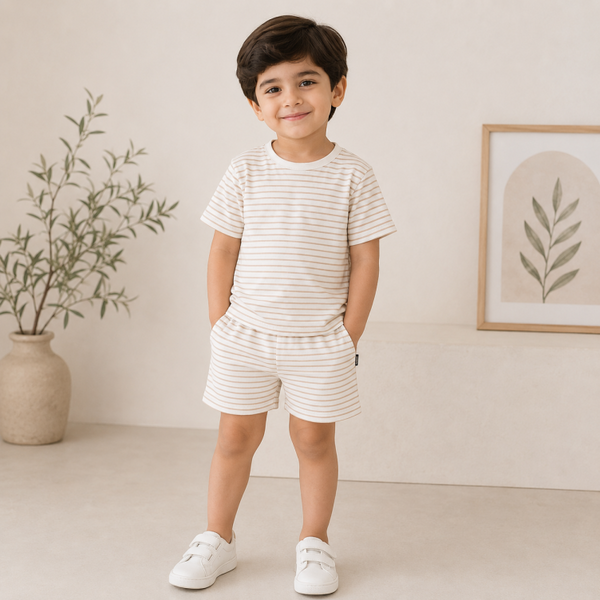 Brown Striped T-Shirt and Shorts