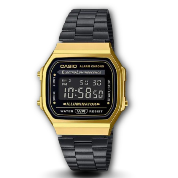 Casio A168WEGB-1B Digital Vintage Black Golden Men’s Watch
