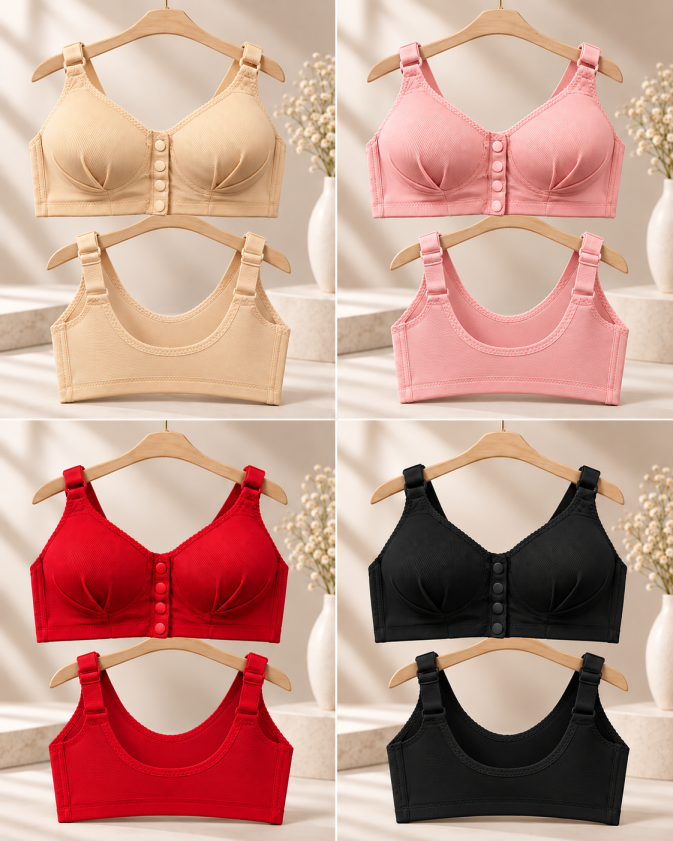 Front Button Padded Comfort Bra (Pack of 2)