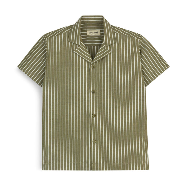 Olive Stripe Camp Collar Shirt