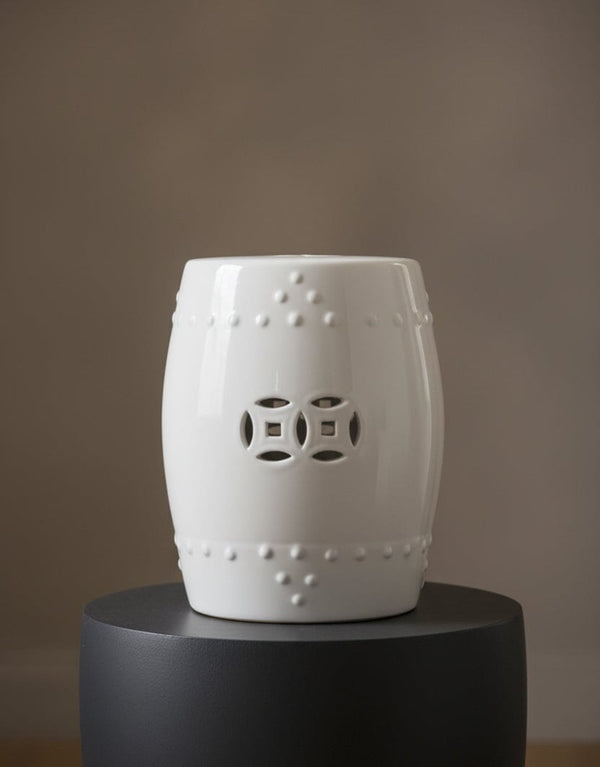 White Perforated Pattern Ceramic Jar