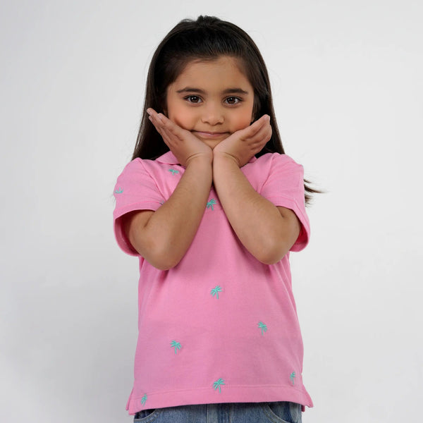 Girls Tree Embroidered Polo