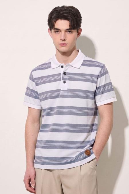 Eternity Men's Logo Yarn Dyed Polo Shirt White & Navy