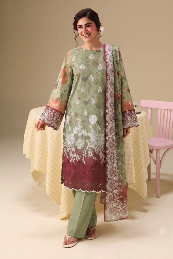 PC - 078 Luxury Printed Doria Lawn with Embroidery