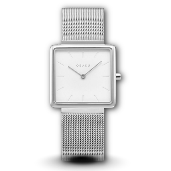 Shop for Obaku V236LXCIMC silver mesh chain & white square dial ladies quartz hand watch.