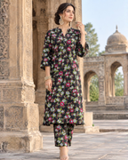 2 Pieces - Winter Slub Unstitched Jet Black linen Allover Suit