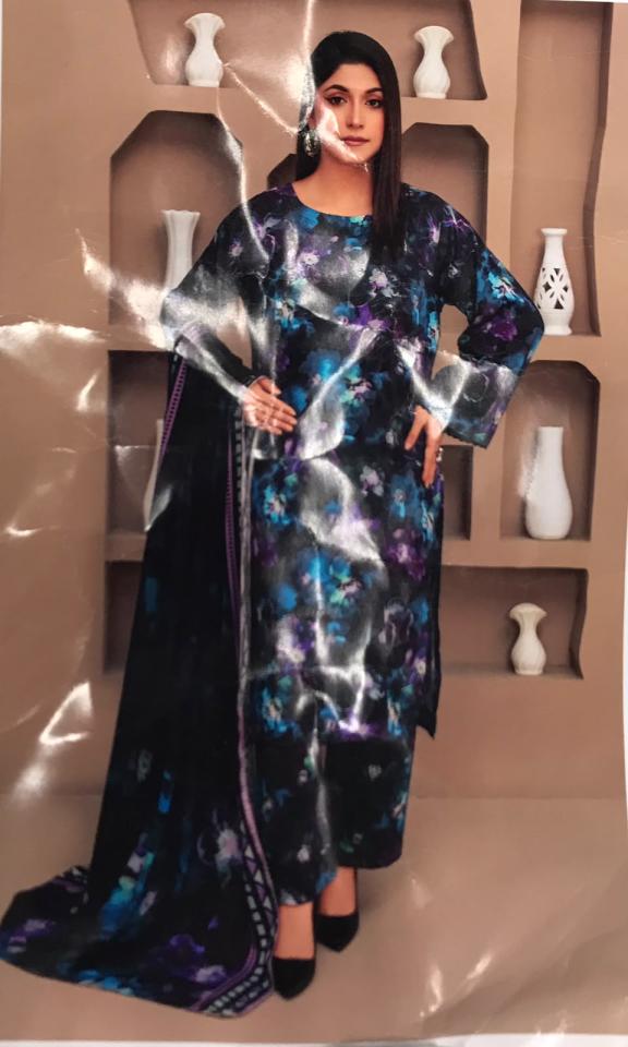 3pc print unstitched lelan print dopata