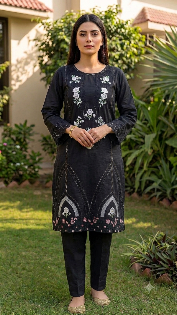 PC - 028 Stitched Cotton Suit with Nelo Kara Dupatta 3PC