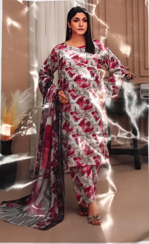 3pc print unstitched lelan print dopata