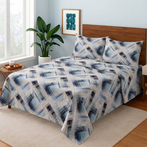 Indigo Grid - Bedsheet Set