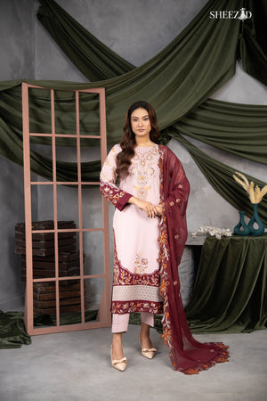 Blush Maroon Elegance 3pcs Lawn Suit