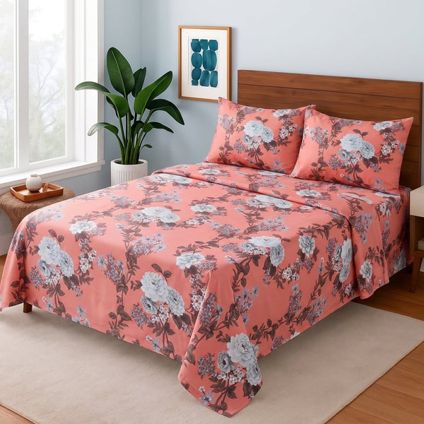 Coral Vintage Rose - Bedsheet Set