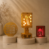 Islamic Wooden LED Table Lamp with Crystal Hanging Decor