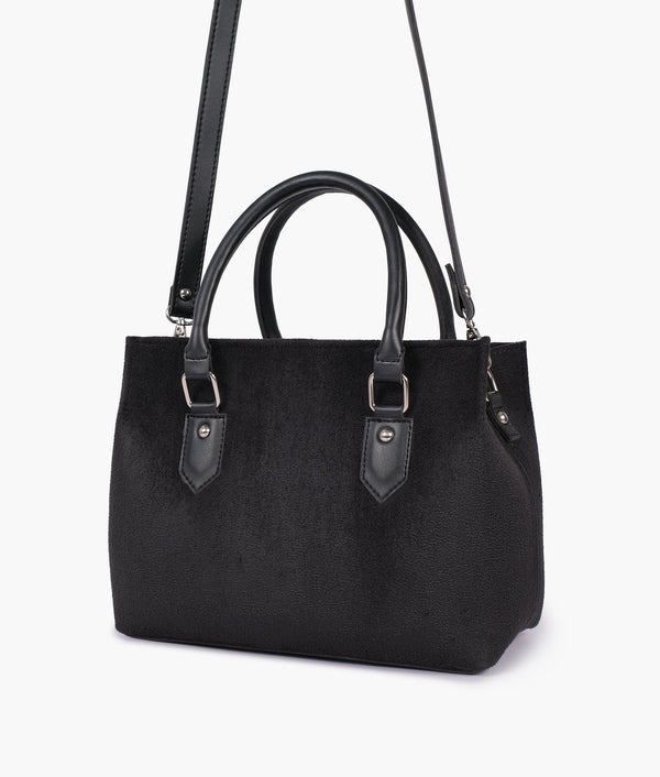 Black Suede Small Satchel Bag