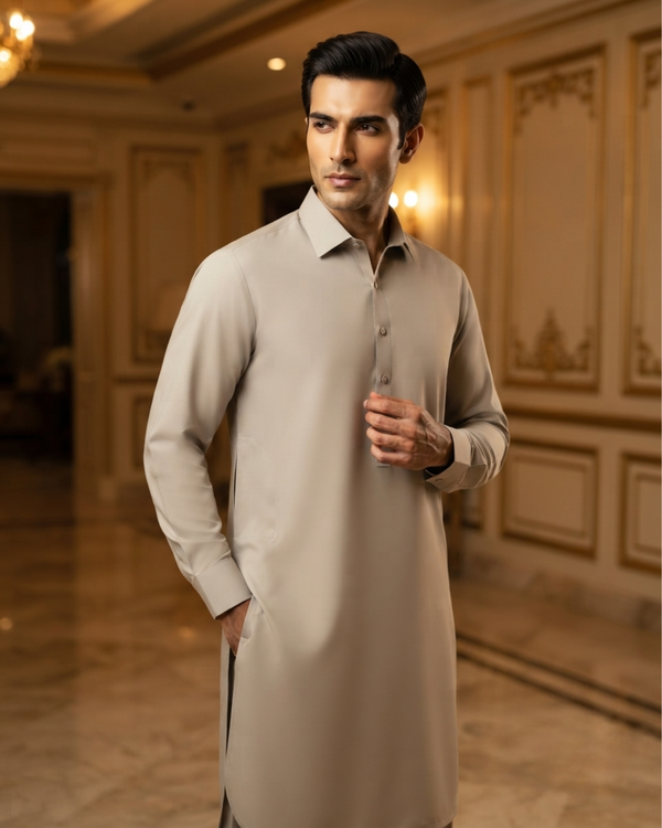 Men's Unstitched Ivory White Wash & Wear Suit