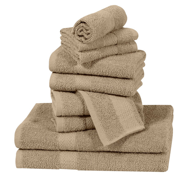 Elovery 10 Pieces Beige Towel Set – Soft & Absorbent Luxury Bathroom Collection
