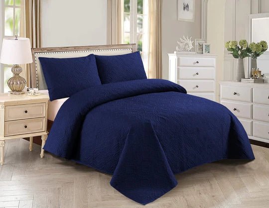 BEDSPREAD Set (Light Filling) - Dark Blue Plain