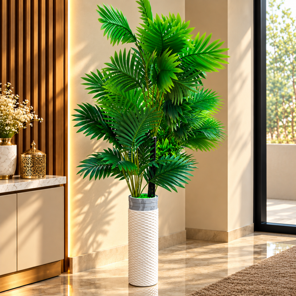 Artificial Areca Palm Plant with White Decorative Vase CH 00321