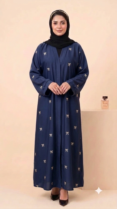 Bow Drop Abaya - Zinc