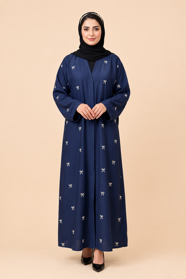Bow Drop Abaya - Zinc