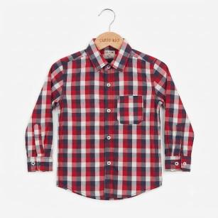 KIDS COTTON LUXURY CASUAL SHIRT - RED