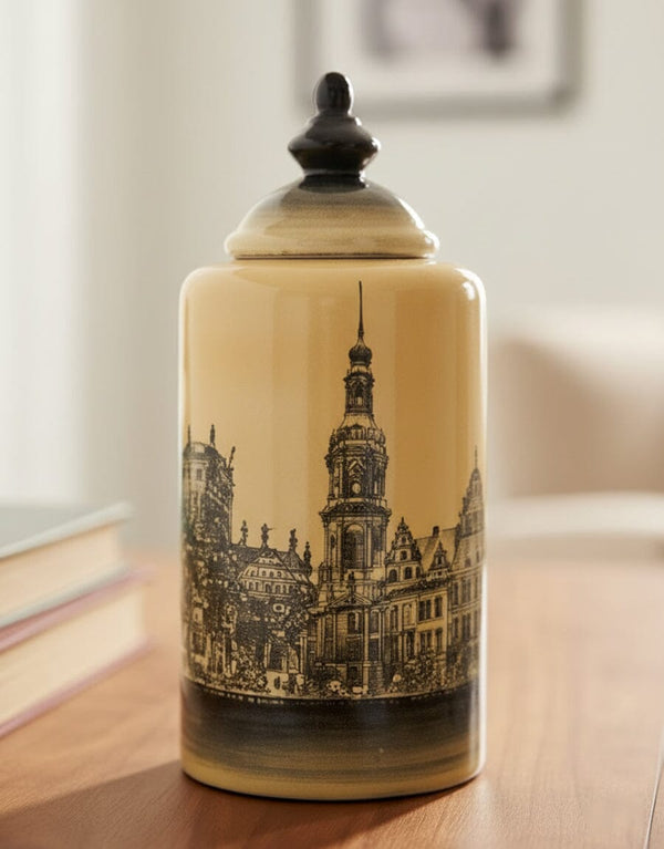Architectural Print Ceramic Jar